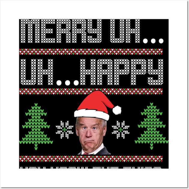 Santa Joe Biden Merry uh funyy Christmas Wall Art by TheAwesome